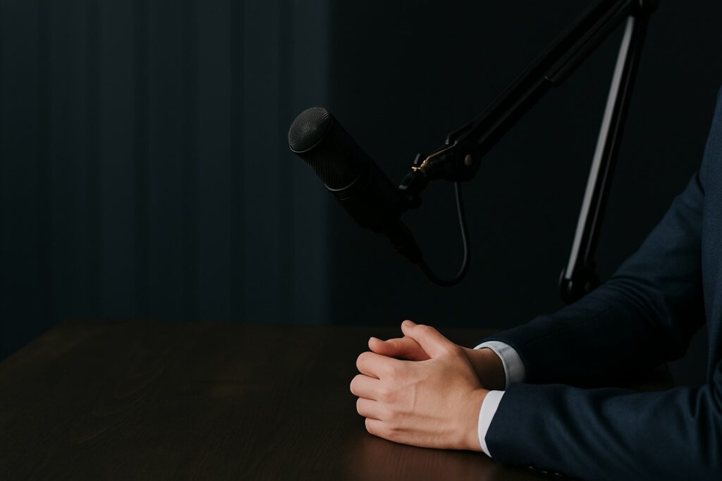 Micro professionnel dans un studio d’enregistrement de podcast